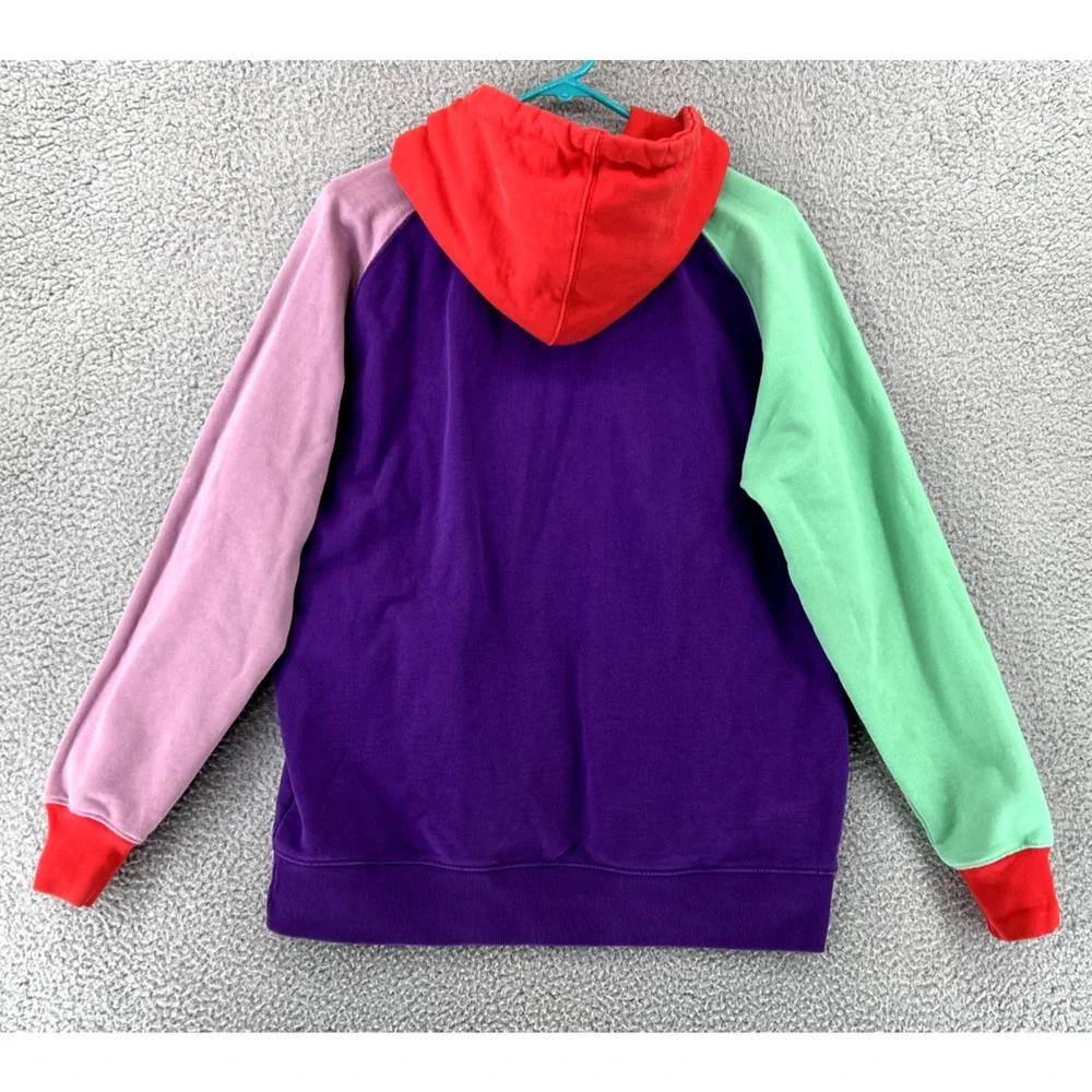 Teddy Fresh Sweater Mens Medium Hoodie Colorblock Purple Yellow Pink Casual READ